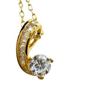 Pretty 18kt Gold Plated White Topaz and Zirconia Swirl Necklace